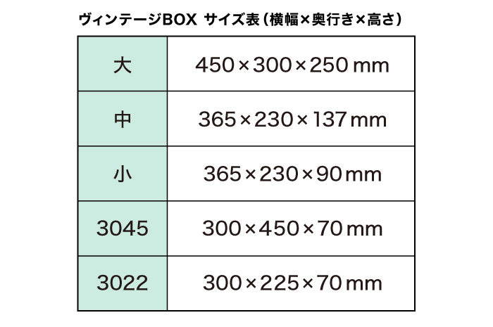 ヴィンテージBOX サイズ表