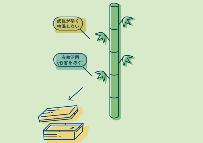 竹の容器とカトラリー